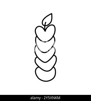 bougie de ligne dessinée à la main esthétique. Illustration vectorielle colorée à contour plat isolée sur fond. elément décoratif pour carte de voeux, bande Illustration de Vecteur