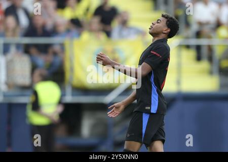 Lamine Yamal du FC Barcelone lors de la ligue espagnole, la Liga EA Sports, match de football joué entre Villarreal CF et le FC Barcelone au stade la Ceramica le 22 septembre 2024, à Valence, en Espagne. Photo Ivan Terron / SpainDPPI / DPPI Banque D'Images