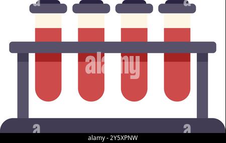 Des tubes à essai remplis de sang sont placés dans un portoir dans un laboratoire médical Illustration de Vecteur