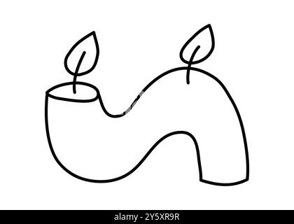 bougie de ligne dessinée à la main esthétique. Illustration plate de contour vectoriel coloré isolée sur fond. elément décoratif pour carte de voeux, bande Illustration de Vecteur