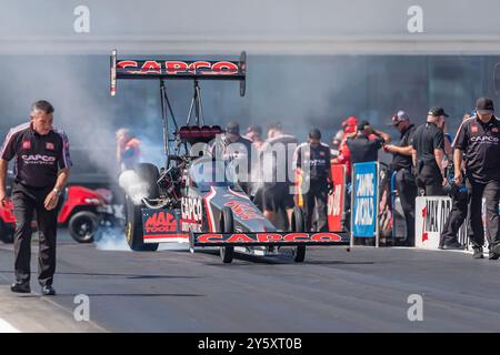 Concord, Caroline du Nord, États-Unis. 22 septembre 2024. STEVE TORRENCE (États-Unis) de Kilgore, Texas fait une course à Zmax Dragway pendant les Carolina Nationals à Concord, NC. (Crédit image : © Walter G. Arce Sr./ASP via ZUMA Press Wire) USAGE ÉDITORIAL SEULEMENT! Non destiné à UN USAGE commercial ! Banque D'Images