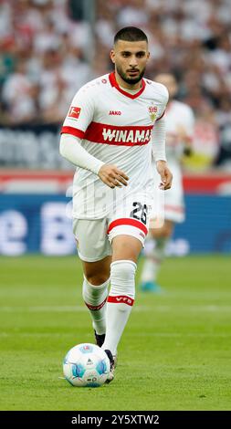 Stuttgart, Allemagne. 22 septembre 2024. GER, Stuttgart, 1. Bundesliga, football, VfB Stuttgart - Borussia Dortmund, MHPArena, 22 septembre 2024, match de championnat, 4e journée, hommes, saison 2024/25 Deniz Undav (VFB Stuttgart, 26) crédit : HMB Media/Alamy Live News Banque D'Images