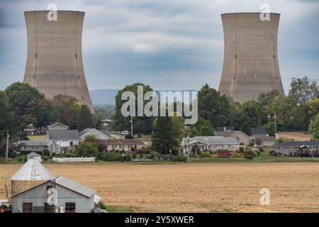 Middletown, Pennsylvanie – 21 septembre 2024 : la centrale nucléaire de Three Mile Island, située en Pennsylvanie, est connue pour sa fusion partielle en 1979 Banque D'Images