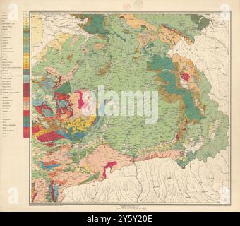 Autriche-Hongrie carte géologique #8 Transylvanie, Roumanie. 65x72cm 1874 vieux Banque D'Images