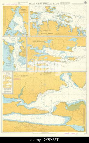 Ports de l'île East Falkland. Amirauté. Utilisé en 1982 sur la carte HMS Glamorgan 1981 Banque D'Images