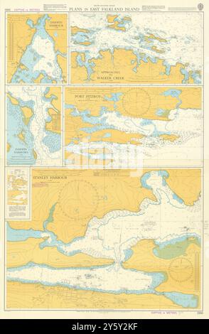 Ports de l'île East Falkland. Amirauté. Utilisé en 1982 sur la carte HMS Glamorgan 1981 Banque D'Images