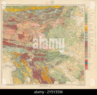 Autriche-Hongrie carte géologique #6 Autriche Hongrie Croatie Slovénie. 65 x 72 cm 1874 Banque D'Images