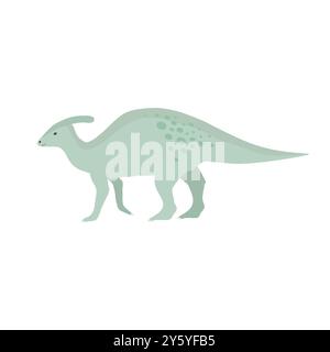 Vecteur plat main dessiné parasaurolophus dinosaure isolé sur fond blanc Illustration de Vecteur