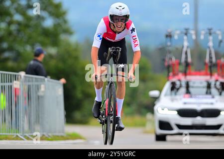 Jan CHRISTEN (Suisse, Suisse, sui) in Aktion während des Men U23 Einzelzeitfahrens der Männer (Junior Individual Time Trial ITT) BEI den UCI Road World Championships : 24, 9 kilomètres rund um Zürich) BEI den UCI-Straßen- und para-Cycling-Straßenweltmeisterschaften 2024 am Montag, den 23. Septembre 2024, à Zürich, Schweiz. Die Radsport Wm findet vom 21. bis 29. Septembre 2024 um und in Zürich im Rahmen der 2024 UCI Road and para-cycling Road World Championships statt. Banque D'Images