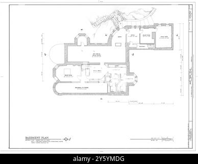 Maison Mark Twain - dessin HABS - plan du sous-sol - Maison Mark Twain, 531 Farmington Avenue, Hartford, Connecticut, États-Unis Banque D'Images