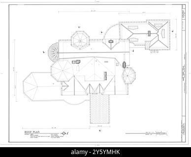 Plan de toit - Mark Twain House - dessin HABS - plan de maison - 531 Farmington Avenue, Hartford, Connecticut, États-Unis Banque D'Images