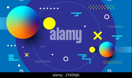 Fond de technologie géométrique abstraite couleur vibrante. Communication numérique et conception de vecteur de forme de gradient Illustration de Vecteur