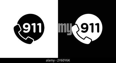 Appelez 911 numéro de téléphone icône vecteur logo collection ou groupe de pack paquet groupé Illustration de Vecteur