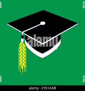 Illustration vectorielle de chapeau de graduation de l'éducation agricole Illustration de Vecteur