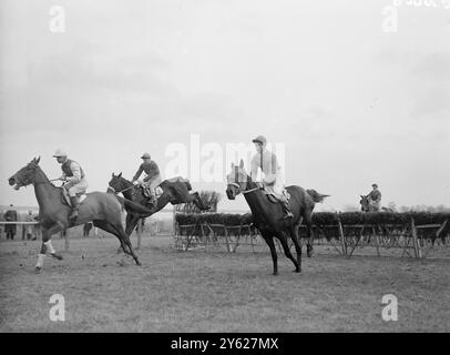 Une vue générale pendant le Fulwell handicap Steeplechase, au parc Kempton aujourd'hui. 30 janvier 1948 Banque D'Images