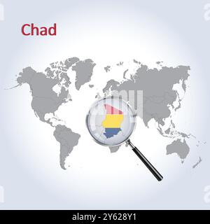 Tchad carte agrandie et drapeau, Tchad cartes agrandies, Art vectoriel Illustration de Vecteur