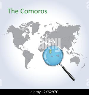 Comores carte agrandie et drapeau, Comores cartes agrandies, Art vectoriel Illustration de Vecteur
