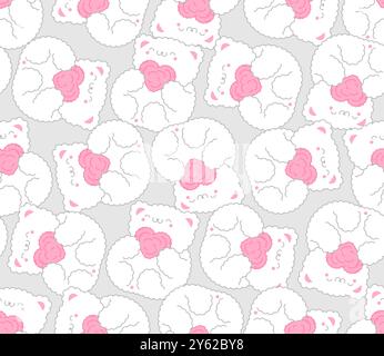 Motif ours mignon sans couture. Fond d'amour et d'ours en peluche. Texture animale de personnage de dessin animé. Ornement de tissu de bébé Doodle Bears couple Illustration de Vecteur