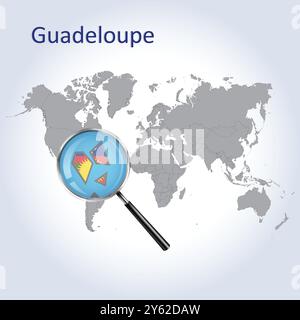 Guadeloupe carte agrandie et drapeau, Guadeloupe cartes agrandies Illustration de Vecteur