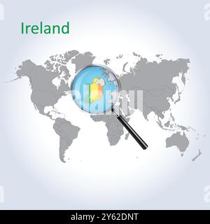 Carte agrandie de l'Irlande et drapeau, cartes agrandies de l'Irlande, Art vectoriel Illustration de Vecteur