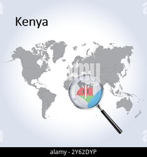 Carte agrandie du Kenya et drapeau, cartes agrandies du Kenya, Art vectoriel Illustration de Vecteur