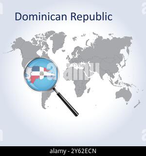 République dominicaine carte agrandie et drapeau, République dominicaine cartes agrandies Illustration de Vecteur