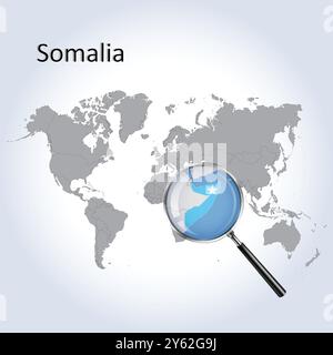 Carte agrandie de Somalie et drapeau, cartes agrandies de Somalie, Art vectoriel Illustration de Vecteur