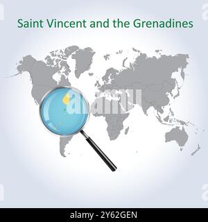 Saint-Vincent-et-les Grenadines carte agrandie et drapeau, Art vectoriel Illustration de Vecteur