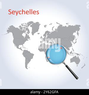 Seychelles carte agrandie et drapeau, Seychelles cartes agrandies, Art vectoriel Illustration de Vecteur