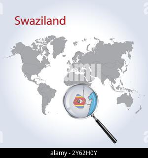 Swaziland carte agrandie et drapeau, Swaziland cartes agrandies, Art vectoriel Illustration de Vecteur