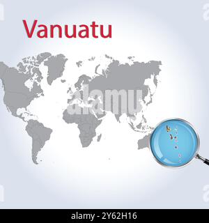 Vanuatu carte agrandie et drapeau, Vanuatu cartes agrandies, Art vectoriel Illustration de Vecteur