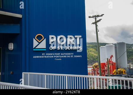 Panneau de l'autorité portuaire sur la rue Water à fournisseur John's, Terre-Neuve-et-Labrador, Canada Banque D'Images