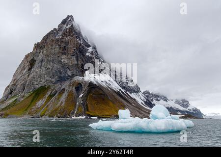 Vue sur la falaise de Gnålodden à Hornsund, sur l'île de Spitzberg dans l'archipel du Svalbard, Norvège. Banque D'Images