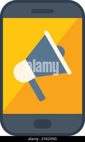 Smartphone affichant un mégaphone annonce une campagne de marketing numérique Illustration de Vecteur