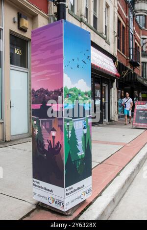 Peinture murale de l'année des arts de maisons riveraines sur la rue Water au centre-ville de John's, Terre-Neuve-et-Labrador, Canada Banque D'Images