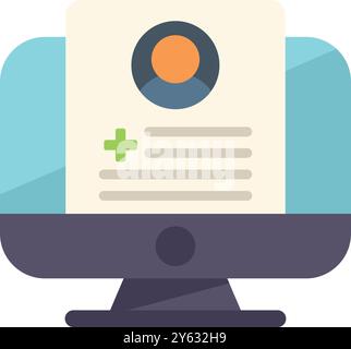 Ecran d'ordinateur affichant un système de dossier de santé électronique axé sur l'ajout d'un nouveau profil de patient Illustration de Vecteur
