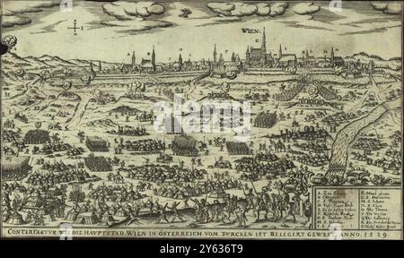 Le siège ottoman de Vienne en 1529. Musée : COLLECTION PRIVÉE. Auteur : Johann Siebmacher. Banque D'Images