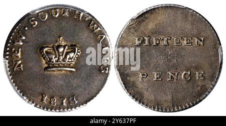 15 Pence, George III, Dump, Nouvelle-Galles du Sud. Musée : COLLECTION PRIVÉE. Auteur : West European coins Numismatic. Banque D'Images