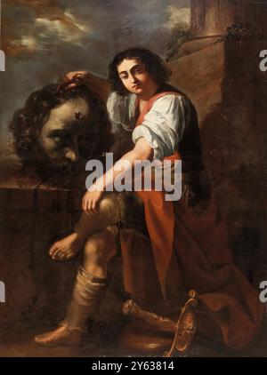 David avec la tête de Goliath. Musée : COLLECTION PRIVÉE. Auteur : ARTEMISIA GENTILESCHI. Banque D'Images