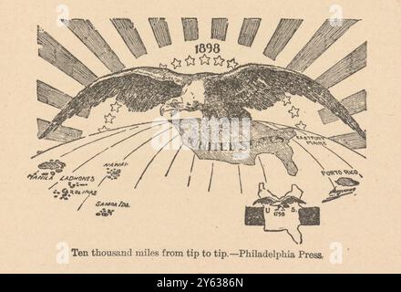 Dix mille miles de bout en bout, l'aigle américain déploie ses ailes des Philippines à Porto Rico. Musée : COLLECTION PRIVÉE. Auteur : ANONYME. Banque D'Images