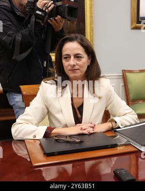 Madrid, 26/10/2023. Réunion ordinaire du conseil de la Cour des comptes présidée par Enriqueta Chicano. Dans l'image, les conseillers Manuel Martín-Granizo Santamaría, Isabel Fernández Torres, Elena Hernáez et Diego Íñiguez. Photo : Jaime García. ARCHDC. Crédit : album / Archivo ABC / Jaime García Banque D'Images