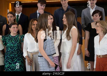 Madrid, 19/06/2024. La princesse des Asturies, Leonor, et l’Infante Sofía assistent à une rencontre de jeunes. Photo : Ángel de Antonio. ARCHDC. Crédit : album / Archivo ABC / Ángel de Antonio Banque D'Images