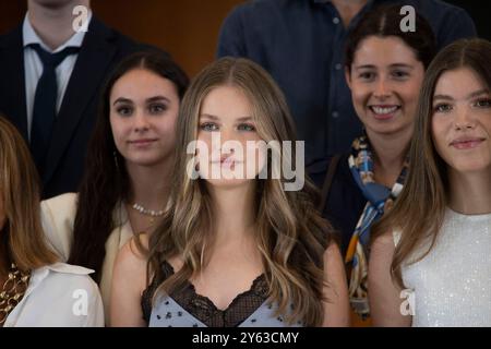 Madrid 19/06/2024. Princesse des Asturies Leonor et Infanta Sofía assistent à une rencontre avec les jeunes. Photo : Ángel de Antonio ARCHDC. Crédit : album / Archivo ABC / Ángel de Antonio Banque D'Images