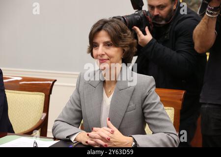 Madrid, 26/10/2023. Réunion ordinaire du conseil de la Cour des comptes présidée par Enriqueta Chicano. Dans l'image, les conseillers Manuel Martín-Granizo Santamaría, Isabel Fernández Torres, Elena Hernáez et Diego Íñiguez. Photo : Jaime García. ARCHDC. Crédit : album / Archivo ABC / Jaime García Banque D'Images