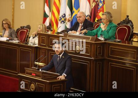 Madrid, 19/10/2023. Palais du Sénat. Comparution des différents présidents régionaux devant la Commission générale des Communautés autonomes du Sénat dans le cadre d'un débat sur l'application effective des principes d'égalité devant la loi de tous les Espagnols. Pere Aragonés, Alfonso Rueda, Juanma Moreno, Mañueco, Marga Prohens, Juan Espadas, Fernandez Vara... Photo : Jaime García. ARCHDC. Crédit : album / Archivo ABC / Jaime García Banque D'Images