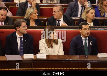 Madrid, 19/10/2023. Palais du Sénat. Comparution des différents présidents régionaux devant la Commission générale des Communautés autonomes du Sénat dans le cadre d'un débat sur l'application effective des principes d'égalité devant la loi de tous les Espagnols. Pere Aragonés, Alfonso Rueda, Juanma Moreno, Mañueco, Marga Prohens, Juan Espadas, Fernandez Vara... Photo : Jaime García. ARCHDC. Crédit : album / Archivo ABC / Jaime García Banque D'Images