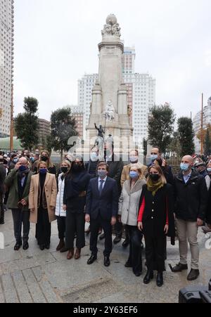 Madrid, 11/22/2021. Inauguration du remodelage de la Plaza de España par le maire José Luis Martínez Almeida et Begoña Villacís. Photo : Jaime García. ARCHDC. Crédit : Album / Archivo ABC / Jaime García Banque D'Images