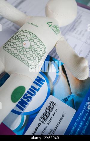 Livret d'injection d'insuline et poupée d'aide visuelle Banque D'Images