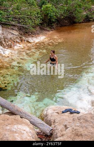 Baignade à la lagune de Goanna (Wathawuy) Banque D'Images