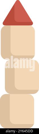 Tour construite avec des blocs de jouets, parfait pour illustrer des concepts liés à l'enfance, aux jeux et au développement Illustration de Vecteur